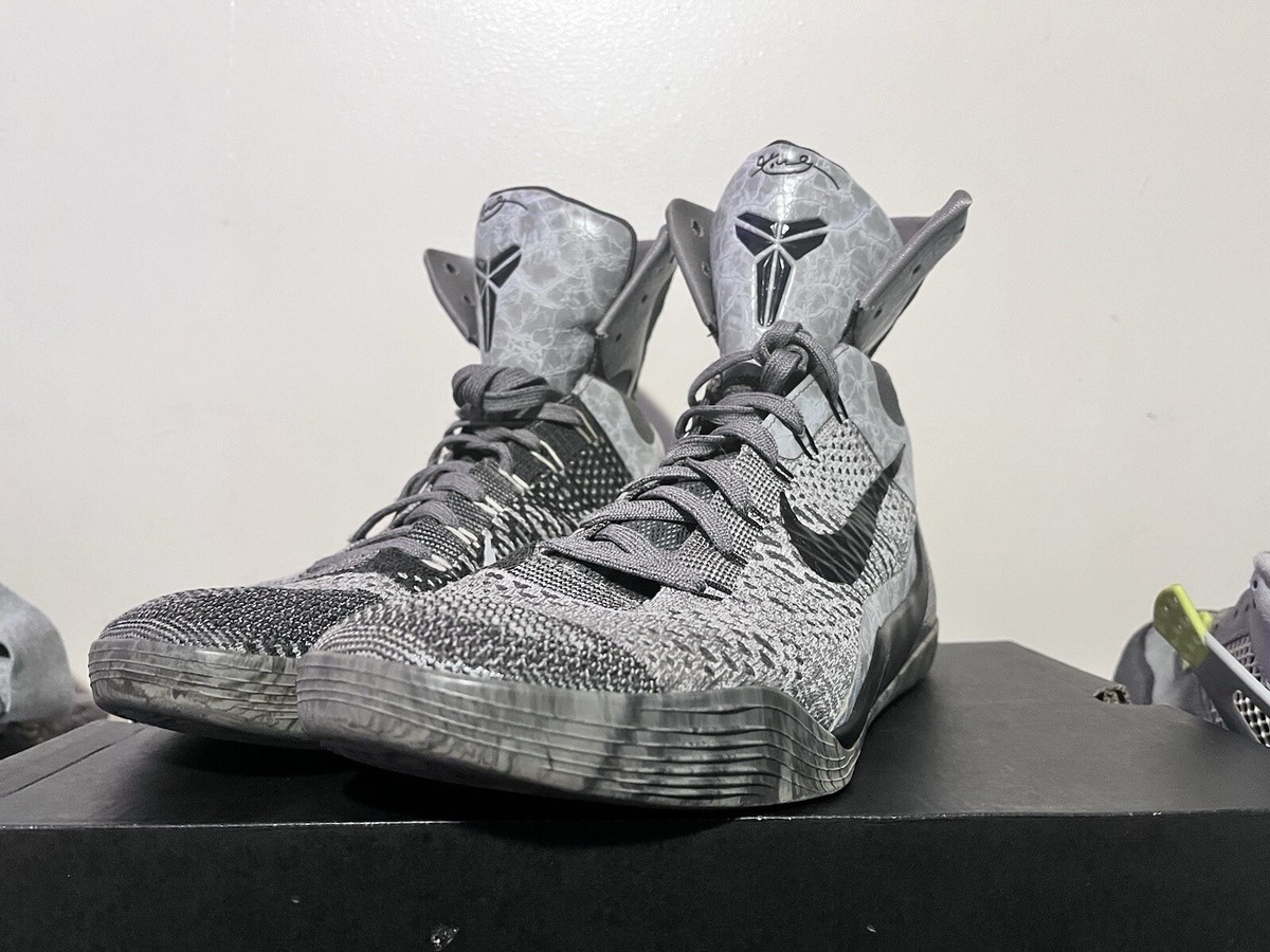 2014 Mens Nike Kobe IX 9 Elite Detail Fog Grey Black Size 10 Used