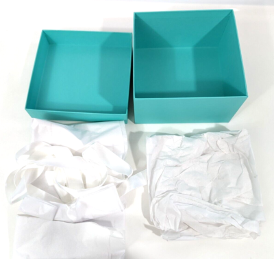 Authentic Tiffany & Co. Med Blue Box w Ribbon & Tissue BOX ONLY