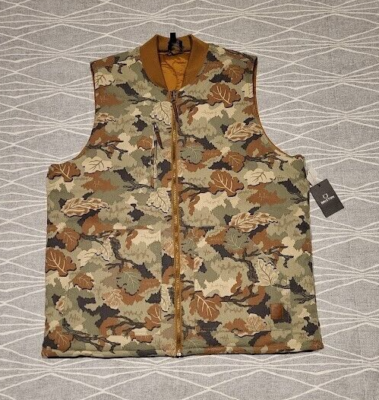 Brixton Builders Abraham Reversible Vest Leaf Camo Golden Mens