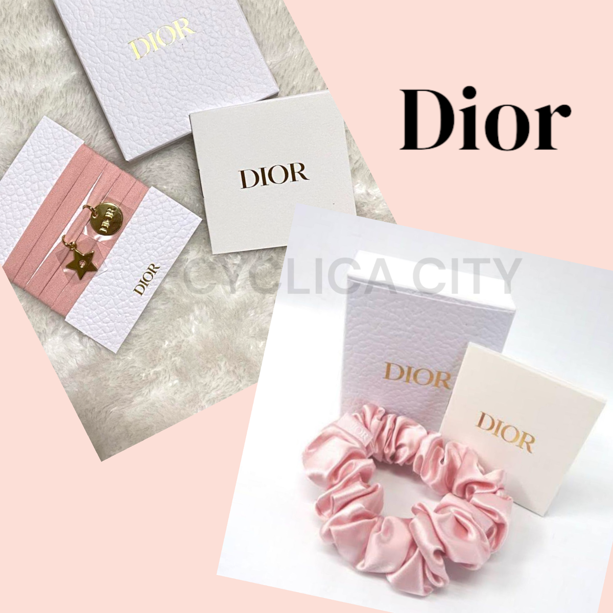 Christian Dior Hair tie Bracelet choker Scrunchie Chouchou Pink