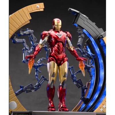 NEW ZD TOYS IRON MAN MARK 6 W/ LED SUIT-UP GANTRY MK6-1928 1/10