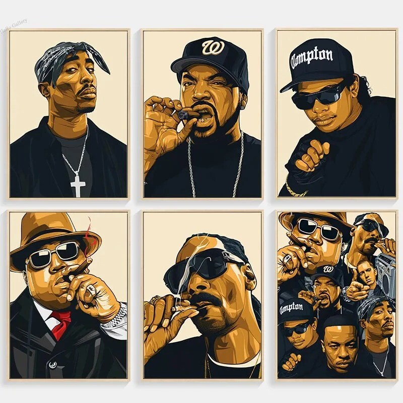 Greatest Rappers of All Time 2Pac Biggie Canvas Poster Prints Wall