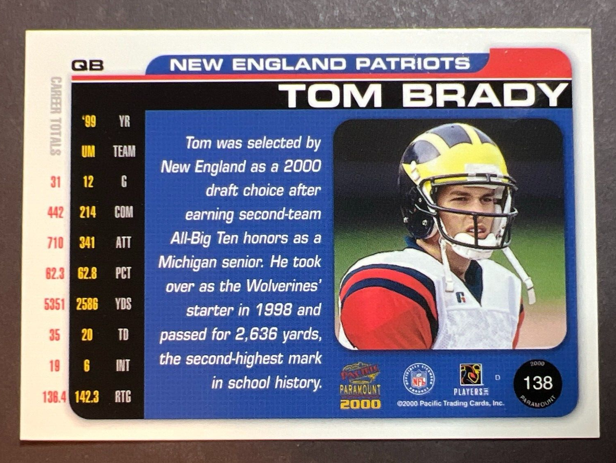 Tom Brady - 2000 Pacific Paramount Rookie Card #138 (Excellent