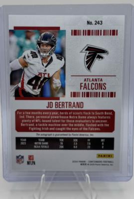 JD Bertrand 2024 Panini Contenders Football - Rookie Ticket Green