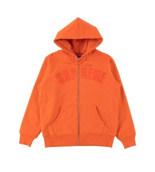 Supreme FW17 Arc Logo Thermal Zip Up Sweatshirt Orange Men's size