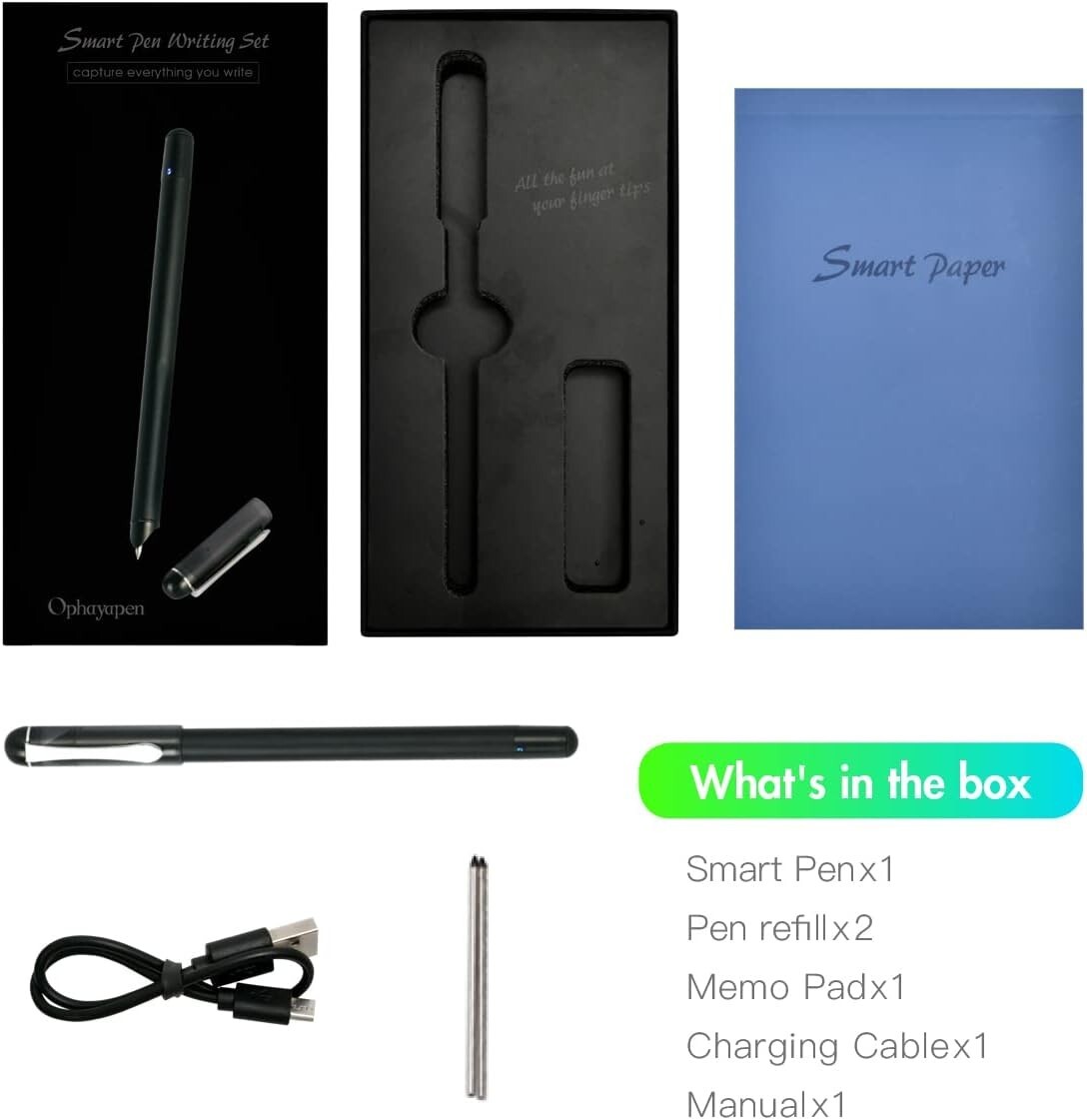 Ophaya Digital Smart Pen+Small Notepad Real-time Sync Ideal for