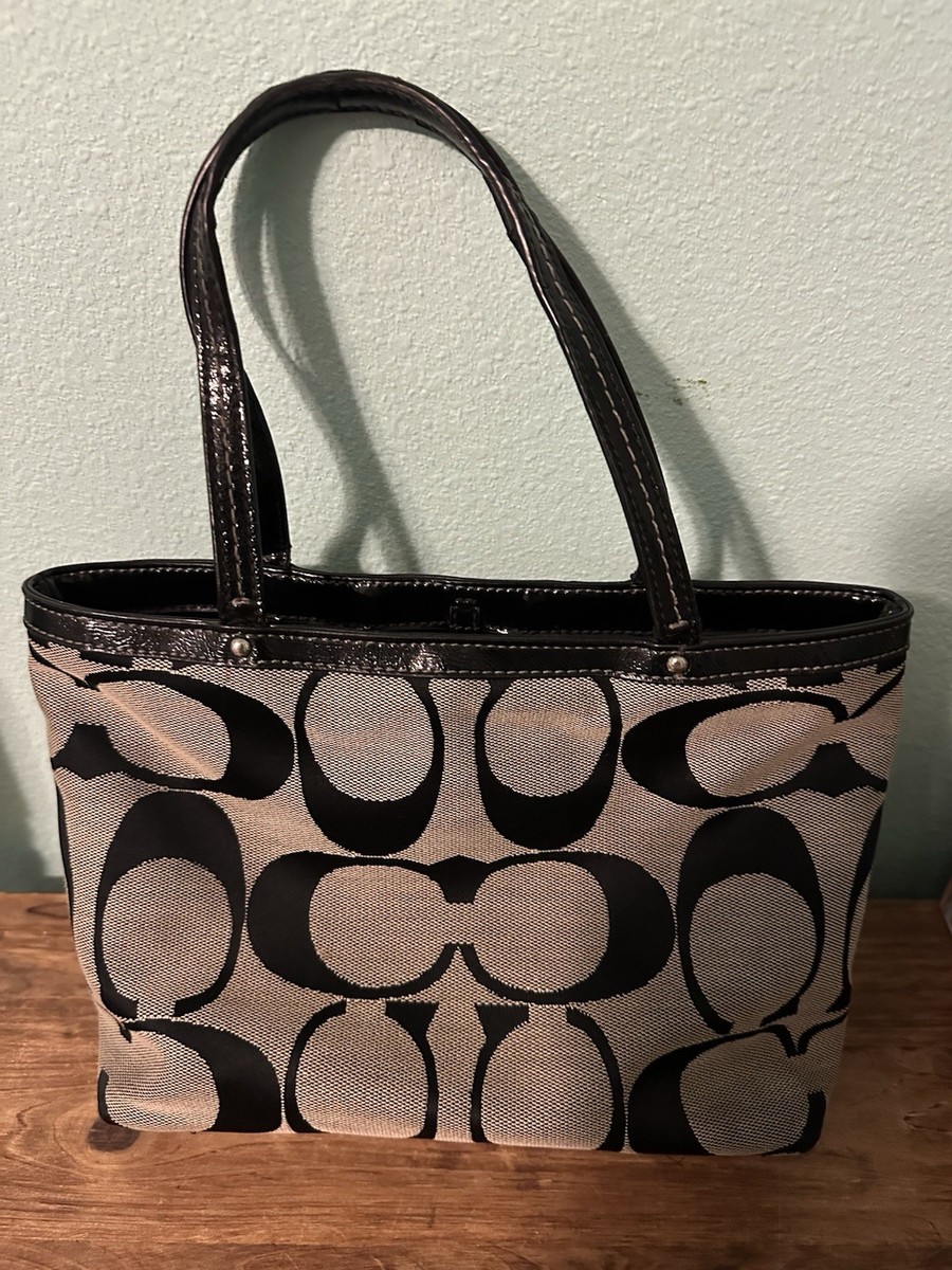 Coach Vintage Black Mini Tote Bag Y2K 90s Monogram Signature Purse