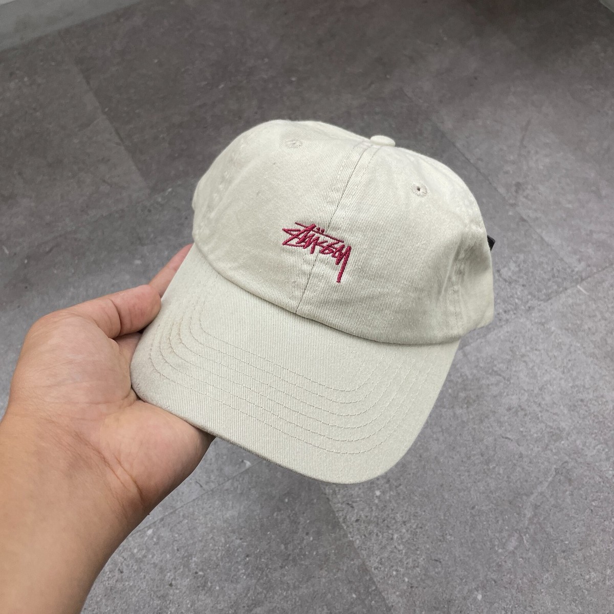 Original Stussy Stock Low Profile Cap Hat Cream Os | eBay