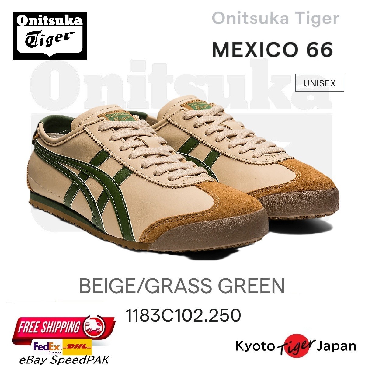 Onitsuka Tiger MEXICO 66 (BEIGE/GRASS GREEN) 1183C102.250 [Unisex