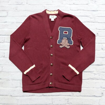 Vintage Rugby by Ralph Lauren Skull Cardigan Jacket Size S Maroon