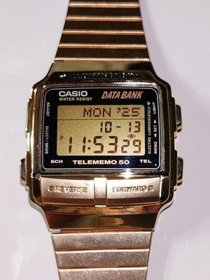 Rare CASIO DB-580 90s Data Bank Gold Digital Watch Telememo 50
