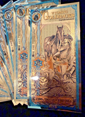 5 Wyoming Goldback 24K Gold Back Foil Note Currency 1/200th oz 999