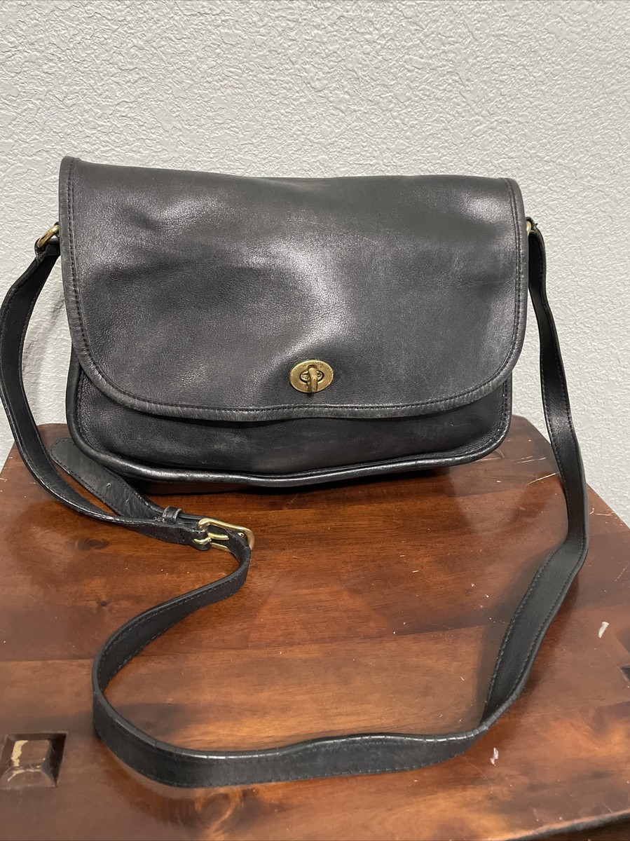 Vintage Coach City Bag Black Leather 9790 Handbag Purse Crossbody