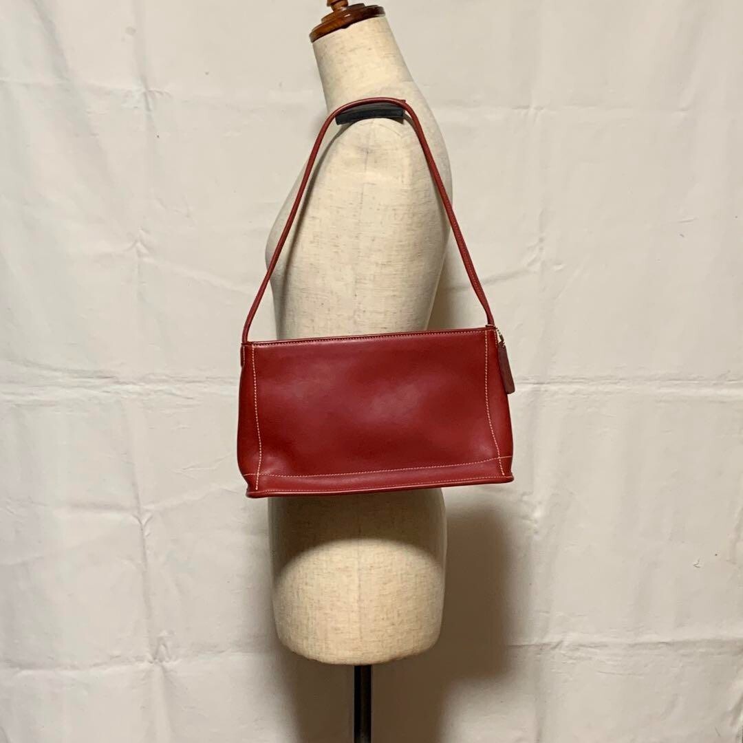 Extremely Rare Old Coach 9309 Shoulder Bag Red Made In Costa Rica