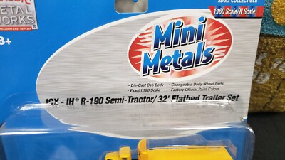 NIB ICX IH R-190 SEMI TRACTOR 32' FLATBED TRAILER SET MINI METALS