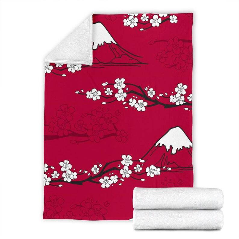 Japanese Flower Sakura Blanket Throw Fleece Cozy Couch Sport Plush