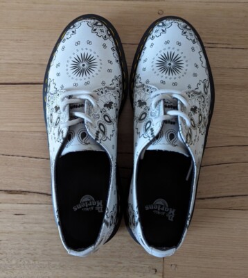 Dr Martens 1461 White Bandana Print Industrial Shoes Lace Up UK 5