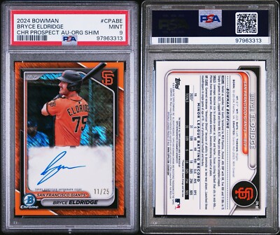 Bryce Eldridge 2024 Bowman Chrome Prospect Auto Orange Shimmer /25