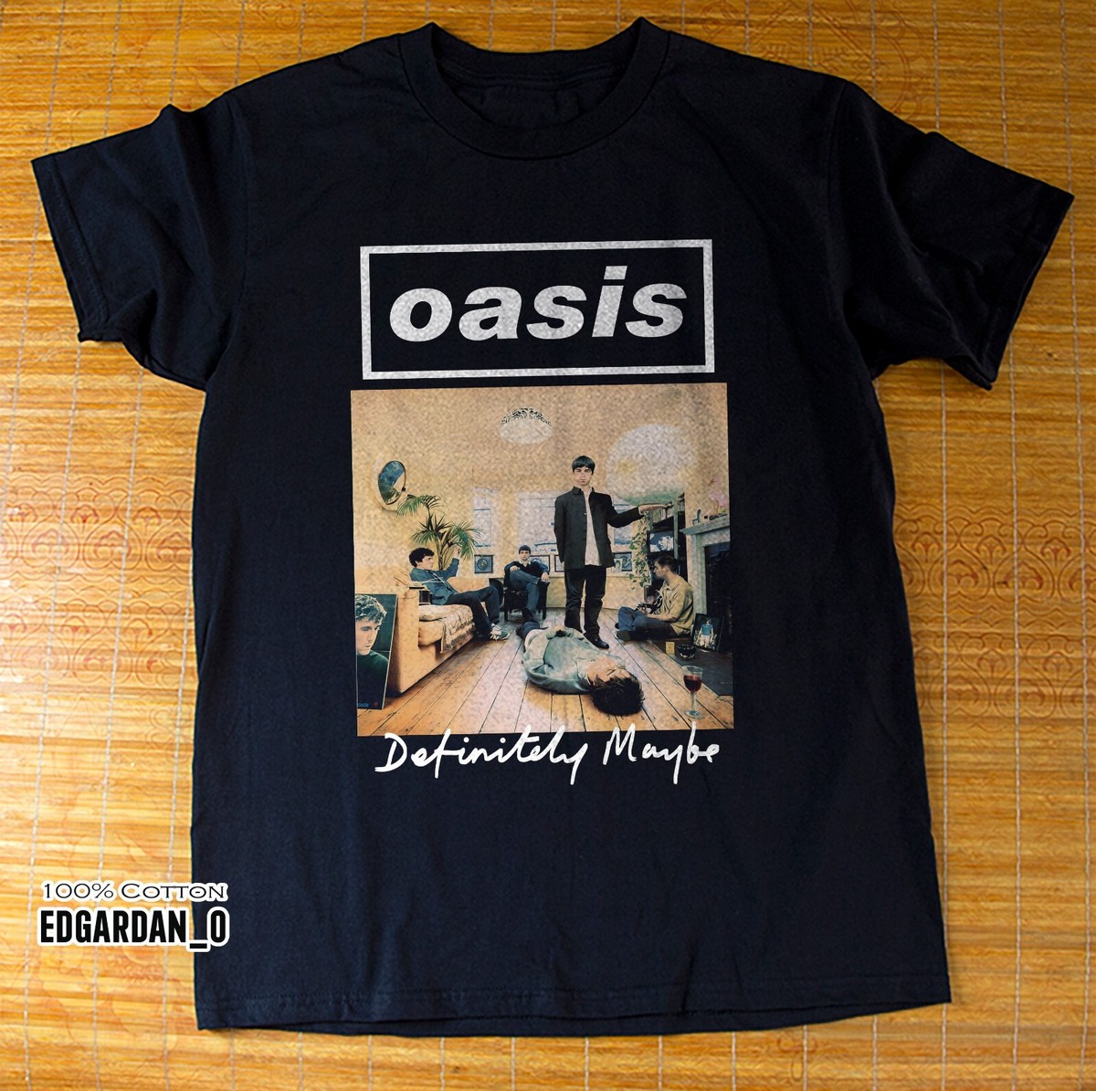 Oasis Band Definitely Maybe Rare Vintage Black T-Shirt Size S-5XL