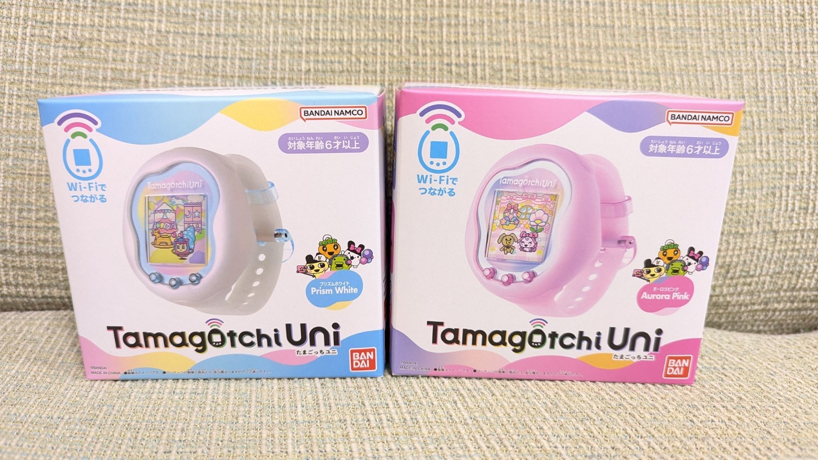 Tamagotchi Uni Aurora Pink & Prism White Color Premium Bandai