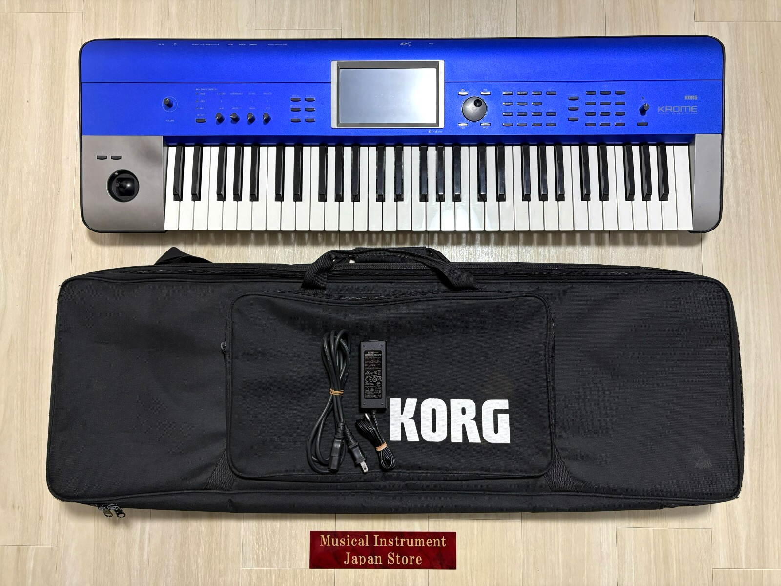 Korg Krome-61-BL Blue Keyboard Synthesizer with Soft Case and