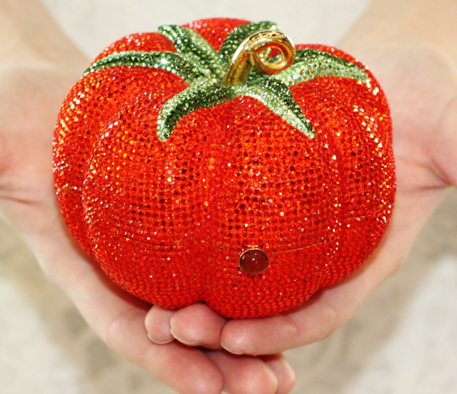 Judith Leiber ICONIC TOMATO PUMPKIN Swarovski Crystal Minaudiere