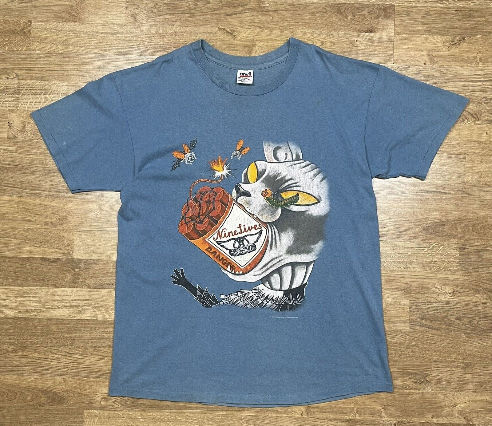 Vintage Aerosmith Nine Lives World Tour T Shirt Tee 1997 Band USA