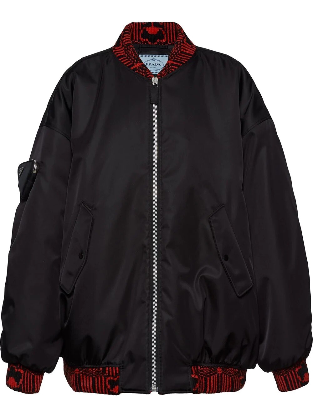 Brand New Prada by Raf Simons Re-nylon Black & Red Bomber Jacket