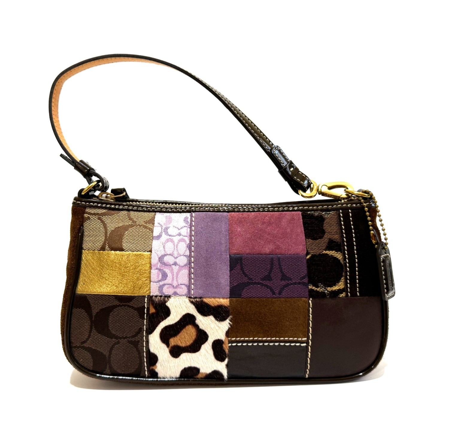 MINT COACH VTG Y2K HOLIDAY MULTICOLOR PATCHWORK DEMI SHOULDER BAG