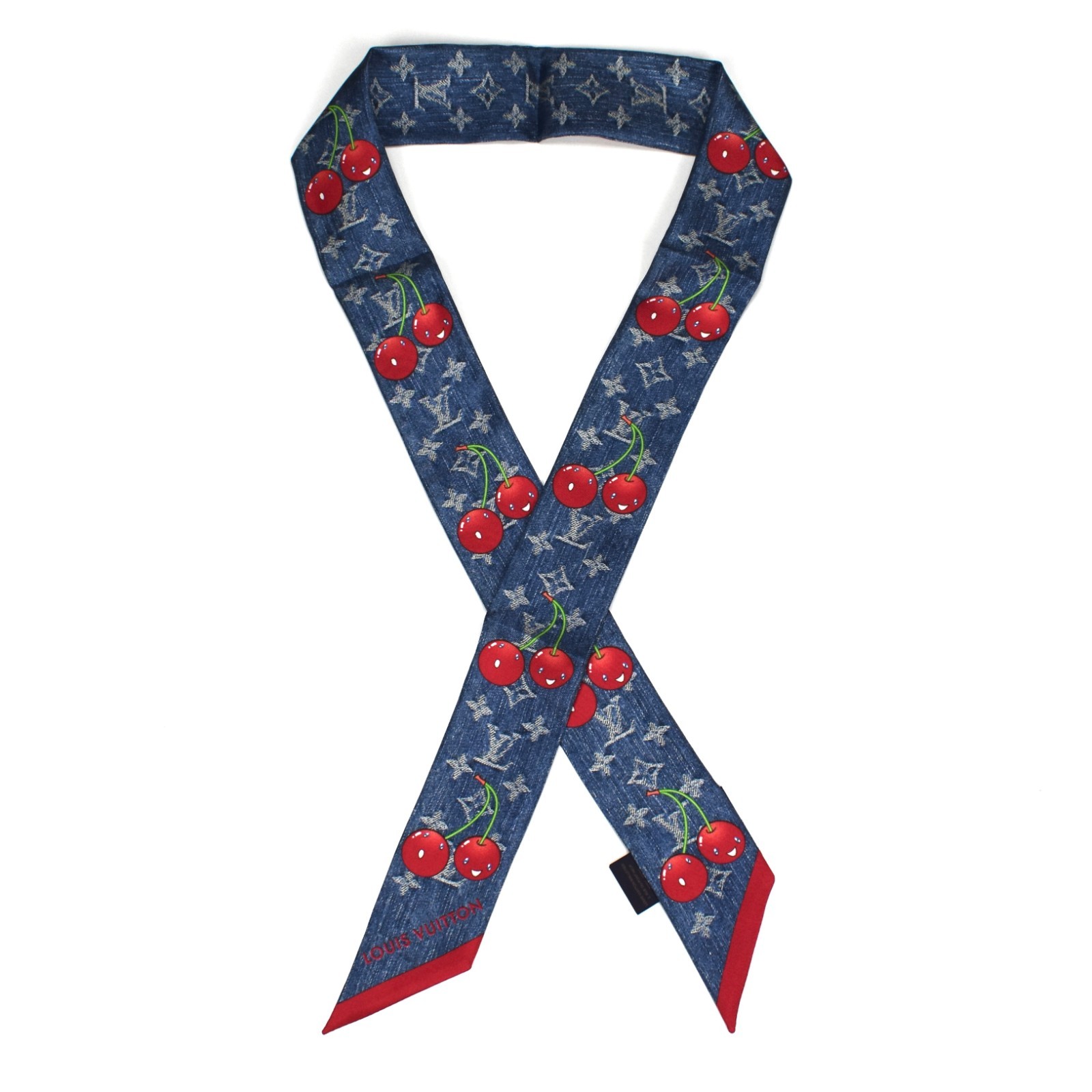 NWT Louis Vuitton Murakami Monogram Cerise Silk Bandeau Cherries
