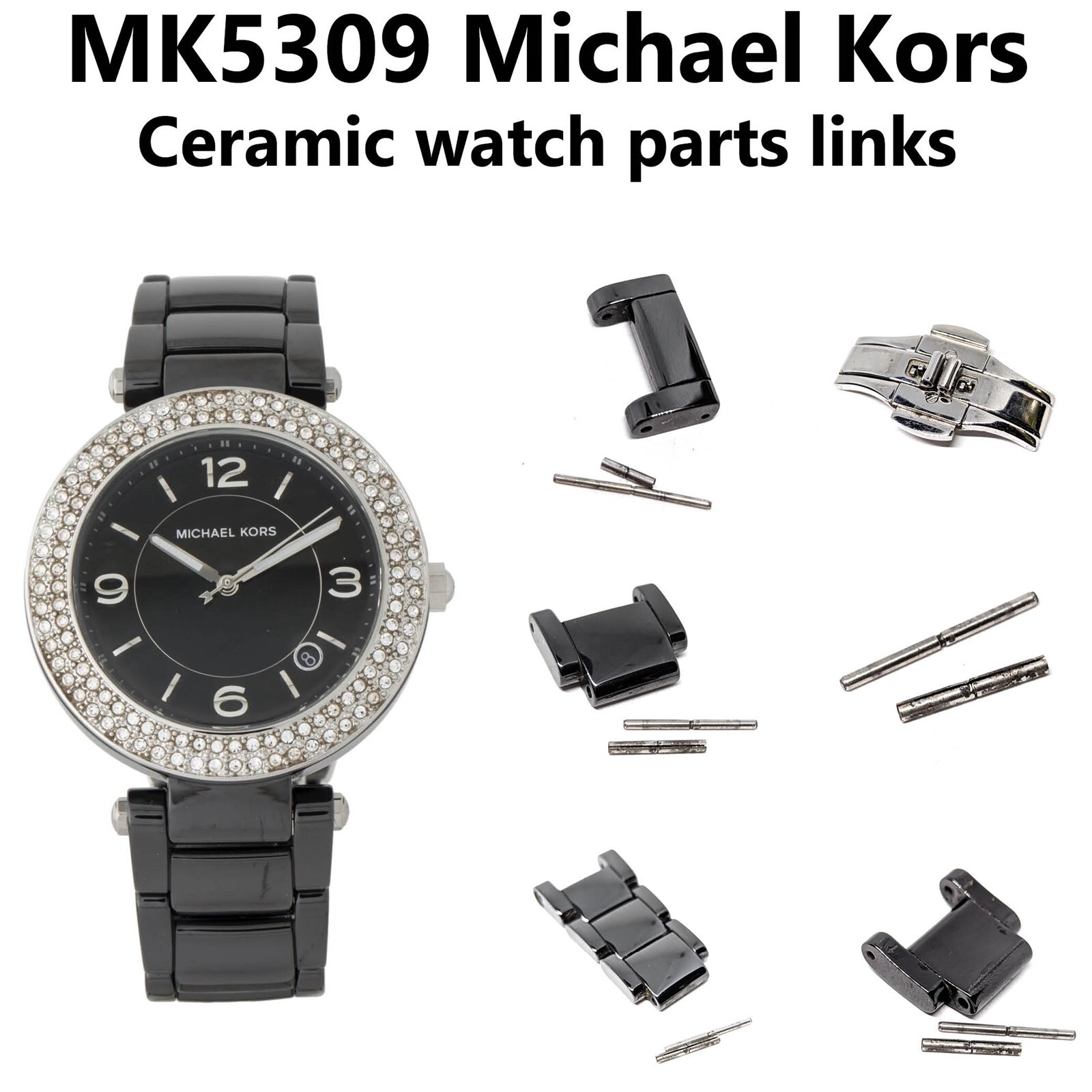 MK5309 Michael Kors black ceramic women's watch band parts | eBay