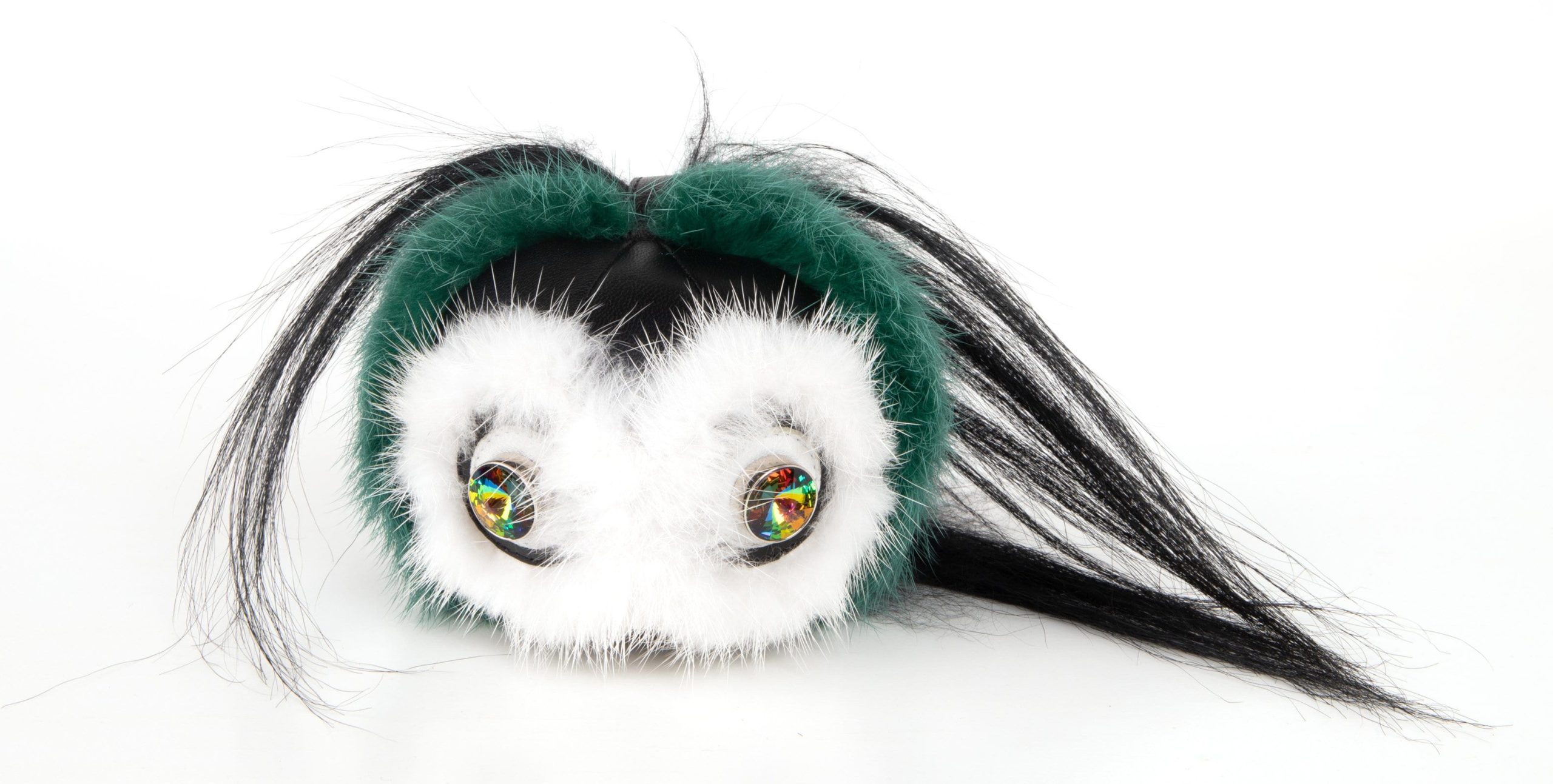 Fendi Monster Fur Bag Bugs Charm w/ Beak Green Multicolor Keychain