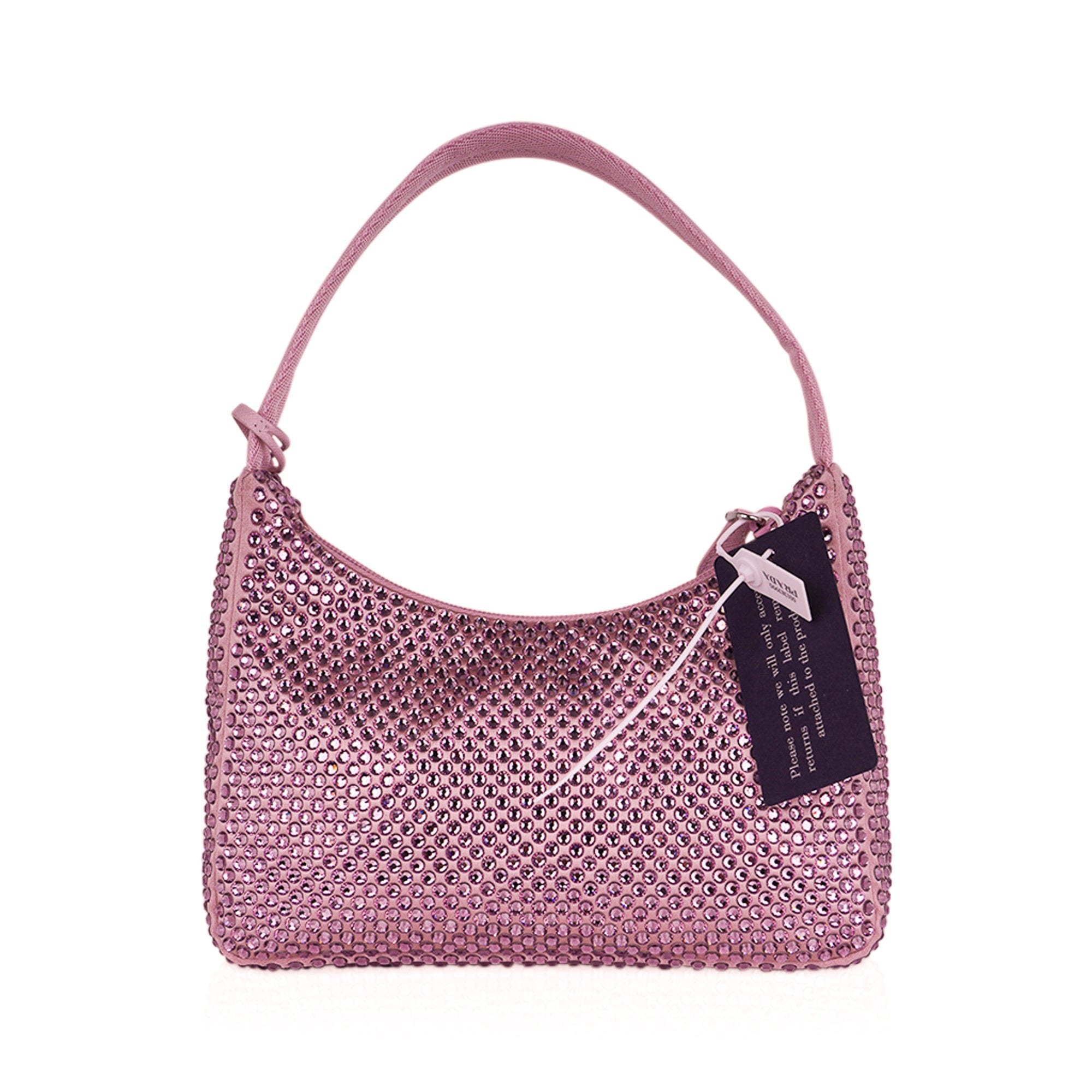 Prada Bag Pink Satin Crystal Mini Re-Edition 2000 Alabastro
