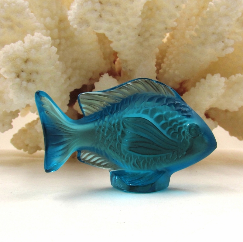 Lalique' Turquoise Damsel Fish Sculpture - S & K Ltd.