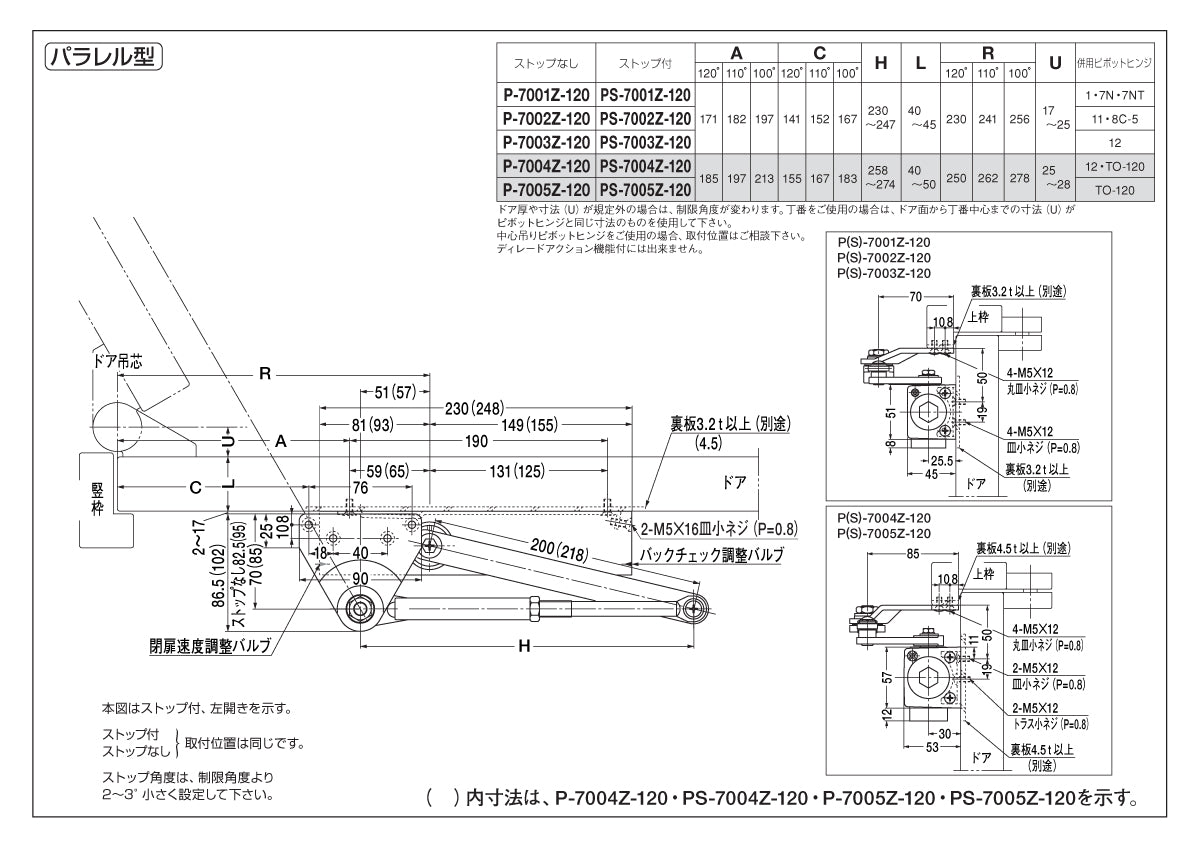P-7003Z-90 / P-7003Z-120｜開き角度制限付きドアクローザー｜ニュース