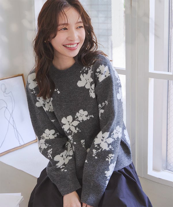花柄もっちもちニットトップス [C7192] | 神戸レタス(KOBE LETTUCE