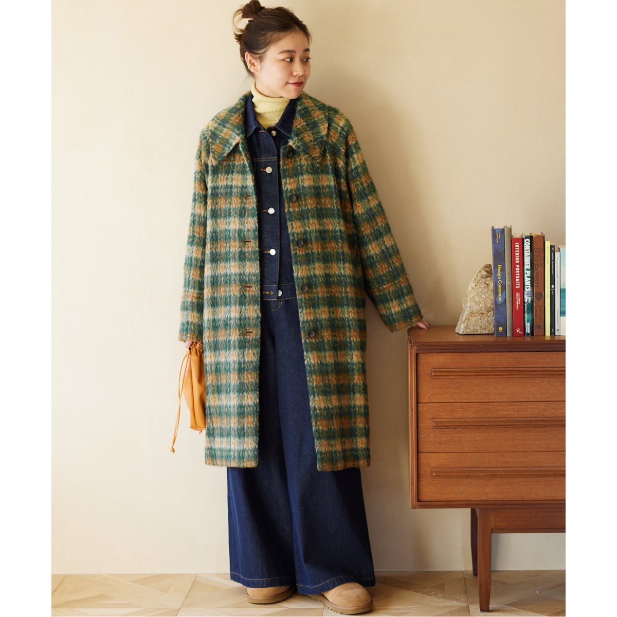 シャギーチェックステンカラーコート | ジャーナルスタンダード