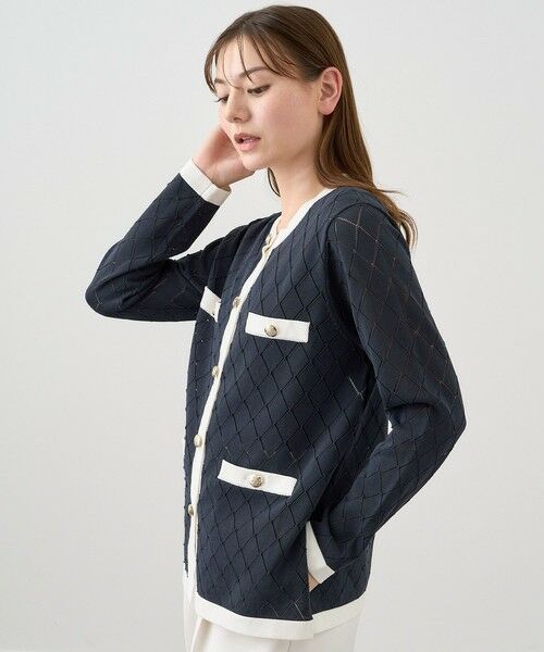 セール】 プレイドパターンバイカラー カーディガン （カーディガン