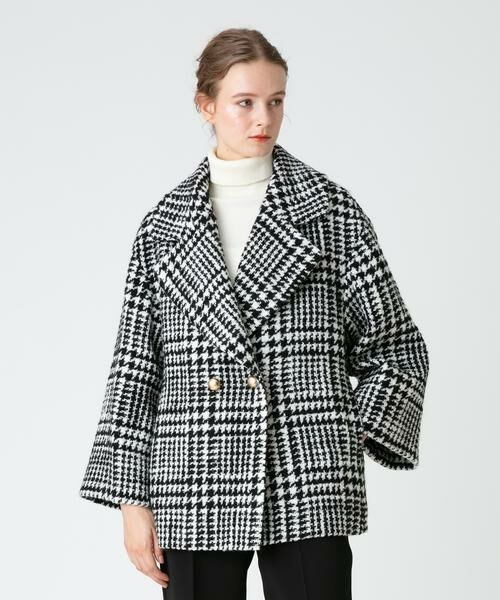 セール】 グレンチェックミドル丈コート （その他アウター