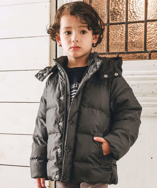 セール】 【撥水加工】千鳥格子タフタ中綿フードブルゾン(100~150cm