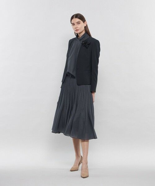 セール】 コンパクトダブルクロス ノーカラージャケット （ノーカラー