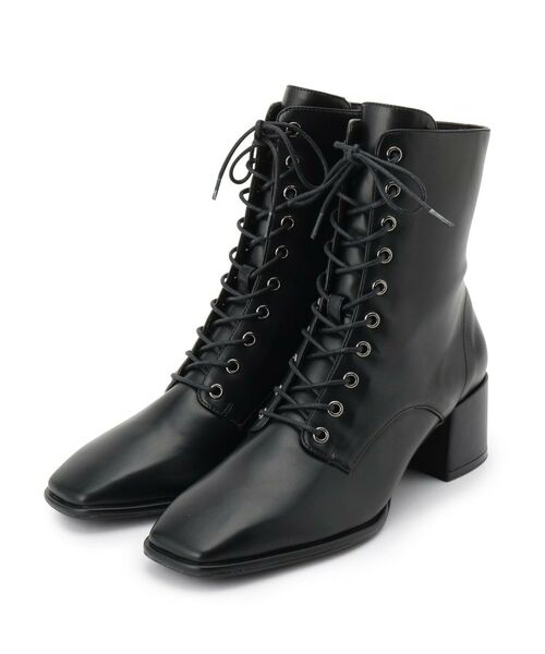 セール】 レースアップミドルヒールブーツ （ブーツ（ショート丈