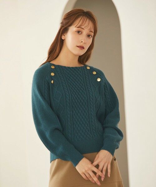 セール】 【洗える】金ボタンケーブル ニット （ニット・セーター