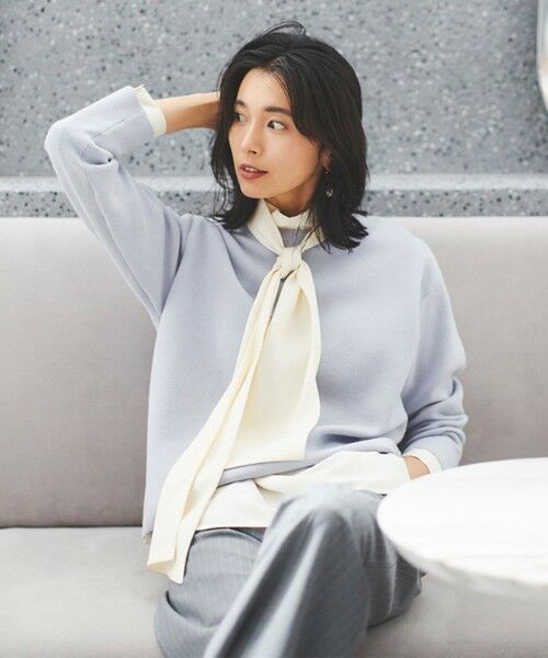 セール】 【マガジン掲載】 ウォッシャブルシルク ボウタイブラウス