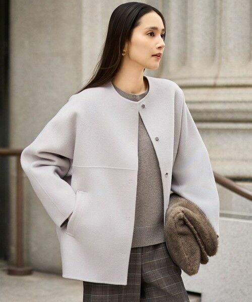 セール】 【SHIHOさん着用】ウールリバーノーカラー コート （その他