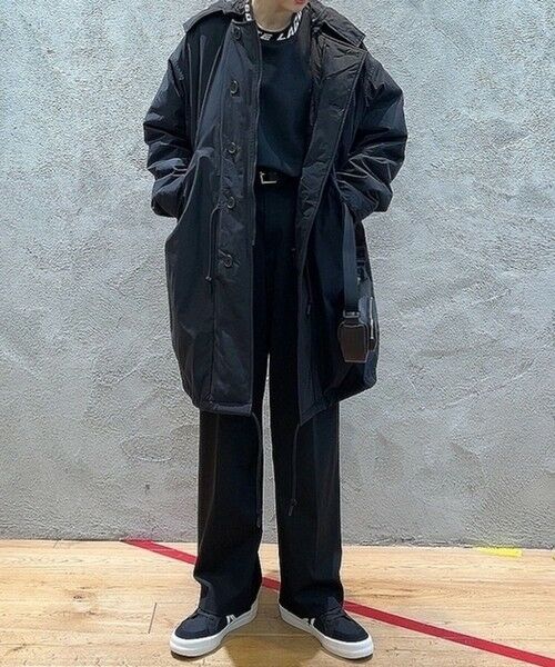 セール】 オーバーサイズ 比翼仕立て ナイロンミリタリーモッズコート