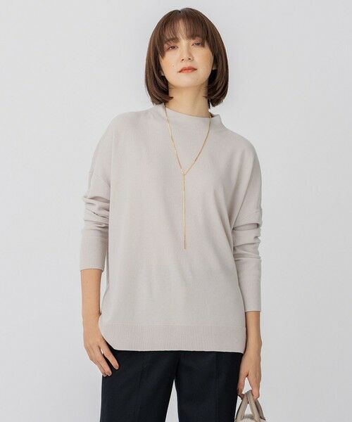 セール】 【洗える】セミウーステッドウール モックネック ニット