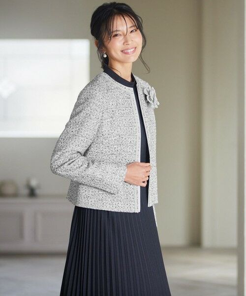 セール】 【セットアップ対応】シャインツイードストレッチ ノーカラー