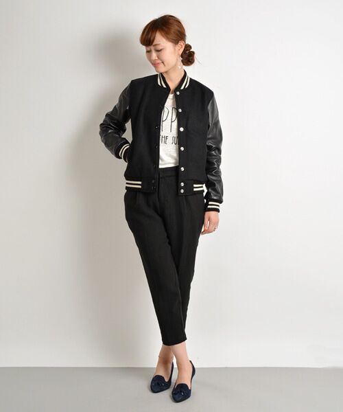 セール】 【CLASSY.12月号掲載】スタジャン◇ （レザーブルゾン