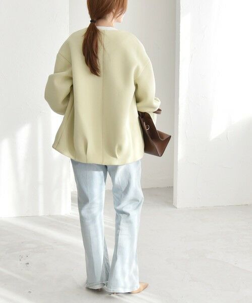 quaranciel:〈洗濯機可能〉ダンボール ノーカラー ブルゾン （ノー